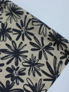 Tecido Viscose Acetinada Italiana Macro Flores Abstratas Preto e Bege