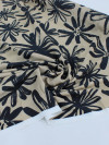 Tecido Viscose Acetinada Italiana Macro Flores Abstratas Preto e Bege