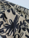 Tecido Viscose Acetinada Italiana Macro Flores Abstratas Preto e Bege
