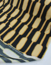 Tecido Viscose Italiana Cordas Abstratas Preto e Tons de Amarelo