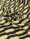 Tecido Viscose Italiana Cordas Abstratas Preto e Tons de Amarelo