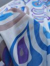 Tecido Cambraia de Algodão Italiano Macro Pingos Tons de Azul e Roxo