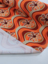 Tecido Crepe Salinas Italiano Flores Tons de Laranja