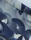 Tecido Viscose Italiano Linhas Abstratas Tons de Azul