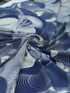 Tecido Viscose Italiano Linhas Abstratas Tons de Azul