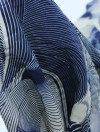 Tecido Viscose Italiano Linhas Abstratas Tons de Azul