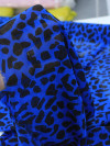 Tecido Crepe Chiffon Italiano Animal Print Azul e Preto