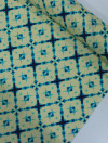 Tecido Linho Puro Italiano Chevron Abstrato Amarelo e Azul