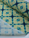 Tecido Linho Puro Italiano Chevron Abstrato Amarelo e Azul