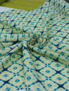 Tecido Linho Puro Italiano Chevron Abstrato Amarelo e Azul