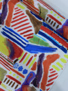 Tecido Crepe Italiano Pintura Abstrata Colorida