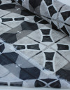Tecido Crepe Chiffon Italiano Geométrico Cinza e Preto
