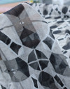 Tecido Crepe Chiffon Italiano Geométrico Cinza e Preto