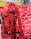 Tecido Crepe Silk Italiano Flores em Vermelho