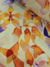 Tecido Crepe GGT Folhagens Laranja e Roxo