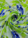 Tecido Crepe GGT Flores Abstratas Verde e Azul