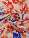 Tecido Crepe GGT Flores Abstratas Laranje a Azul