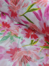 Tecido Crepe GGT Flores Tons de Rosa e Verde