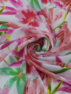 Tecido Crepe GGT Flores Tons de Rosa e Verde