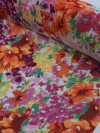 Tecido Crepe Chiffon Floral Tons de Rosa e Laranja
