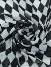 Tecido Crepe Chiffon Losangos Preto e Branco