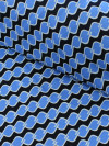 Tecido Crepe Sarjado Geométrico Azul e Preto