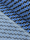 Tecido Crepe Sarjado Geométrico Azul e Preto