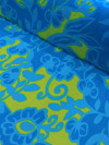 Tecido Crepe Chiffon Flores Abstratas Verde e Azul