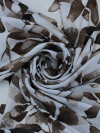 Tecido Crepe GGT Folhas Abstratas Branco e Marrom