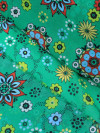 Tecido Crepe Chiffon Mandalas Verde e Branco