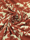 Tecido Viscose Texturizada Flores Argila e Bege
