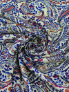 Tecido Viscose Macro Cashmere Azul Marrom e Bege