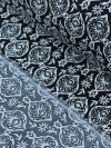 Tecido Viscose Simbolos e Flores Preto e Branco