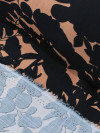 Tecido Viscose Folhas Nude e Preto