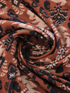 Tecido Viscose Abstrato Tribal Terracota e Preto