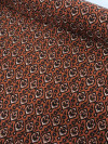 Tecido Viscose Simbolos e Flores Terracota e Preto