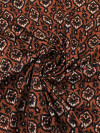 Tecido Viscose Simbolos e Flores Terracota e Preto