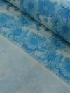 Tecido Linho Flores Azul e Bege