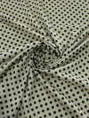 Tecido Linho Misto Bolinhas Vintage Preto e Bege
