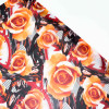 Tecido Crepe Chiffon Grosso Italiano Macro Rosas Laranja