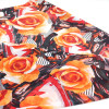 Tecido Crepe Chiffon Grosso Italiano Macro Rosas Laranja