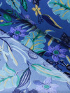 Tecido Crepe Koshibo Flores Azul e Verde
