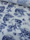 Tecido Viscose Premium Paisagem Tropical Azul e Off-White