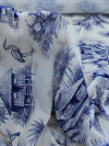 Tecido Viscose Premium Paisagem Tropical Azul e Off-White