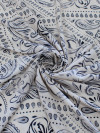 Tecido Viscose Premium Bandana Cashmere Bege e Azul Escuro