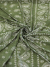 Tecido Viscose Premium Bandana Cashmere Verde e Branco