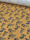 Tecido Viscose Premium Paisagem Savana Mostarda e Azul