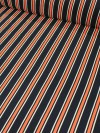 Tecido Viscose Listrado Preto, Laranja e Branco