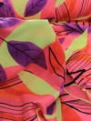 Tecido Viscose Floral Tropical Rosa, Roxo e Verde Lima
