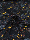 Tecido Viscose Constelação Céu Estrelado Preto e Amarelo